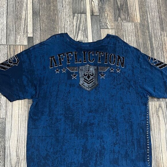 🔥☠️ Y2K AFFLICTION BLK PRM Designer Grunge AOP Graphic Distressed Tee 3XL - EUC - Picture 12 of 14